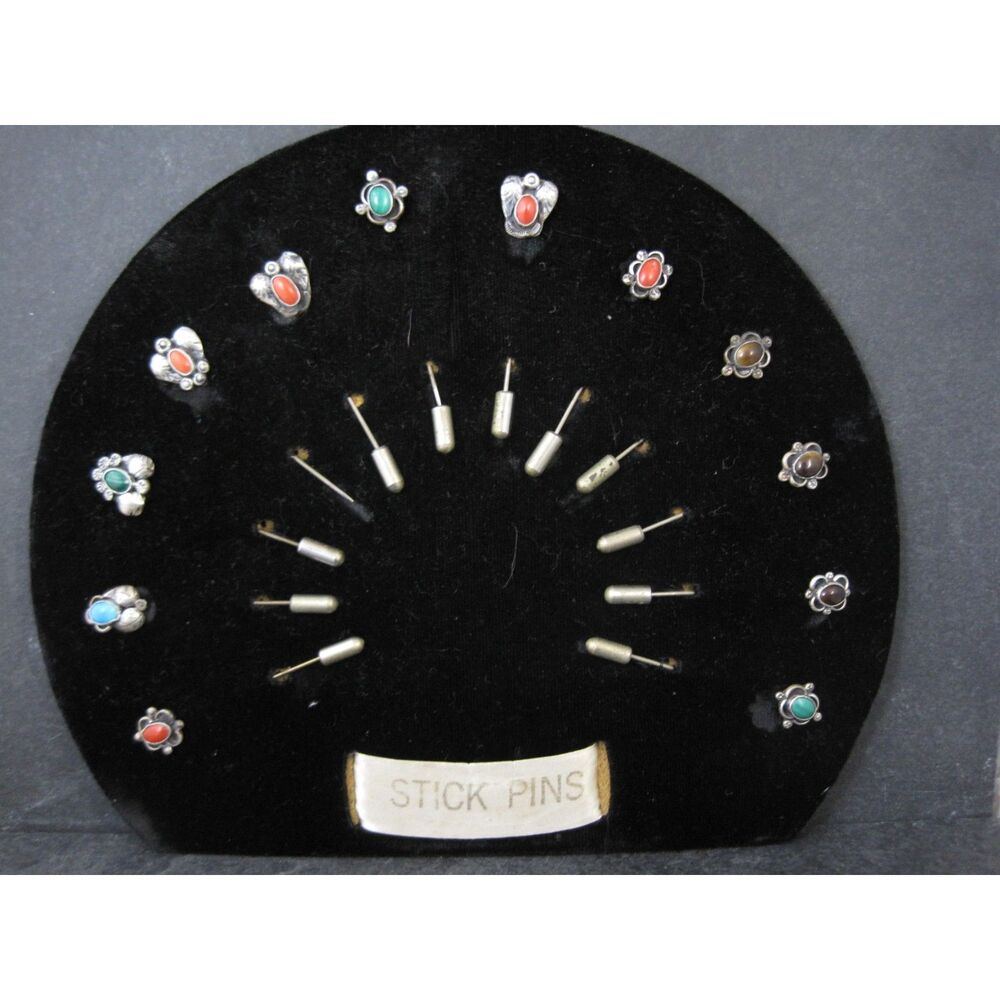 Wholesale Lot of 12 Vintage Southwestern Sterling Silver Stick Pins